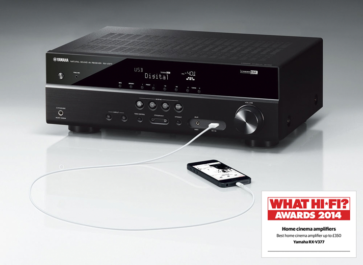 雅馬哈5.1聲道家庭影院收音擴音機RX-V377 榮獲2014年度What Hi-Fi?五星評價大獎