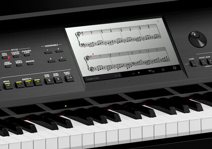 Guide lamps and touch panel linked with the on-screen score